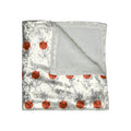 Crushed Velvet Blanket — Cozy Metallic Silver Throw with Orange Polka Dot Pattern