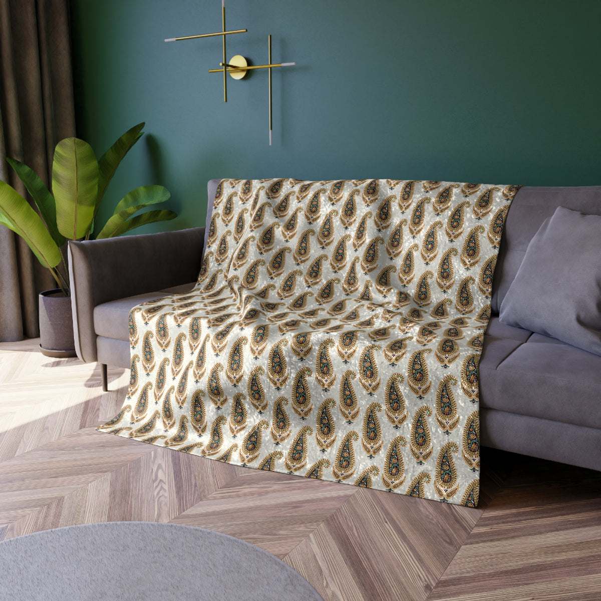 Crushed Velvet Blanket — Gold Paisley Luxe Throw