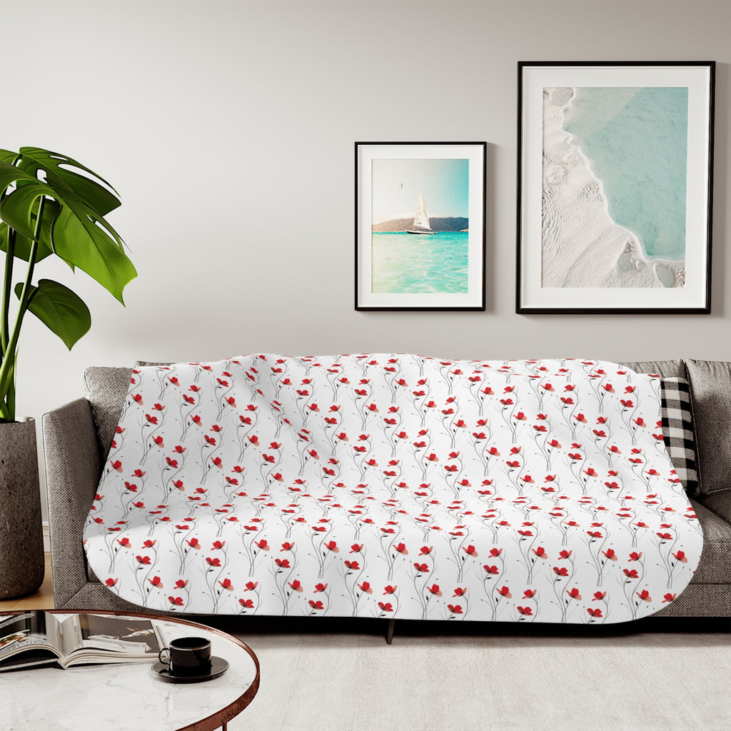 Valentine Heart Pattern Sherpa Blanket – Cozy Reversible Throw