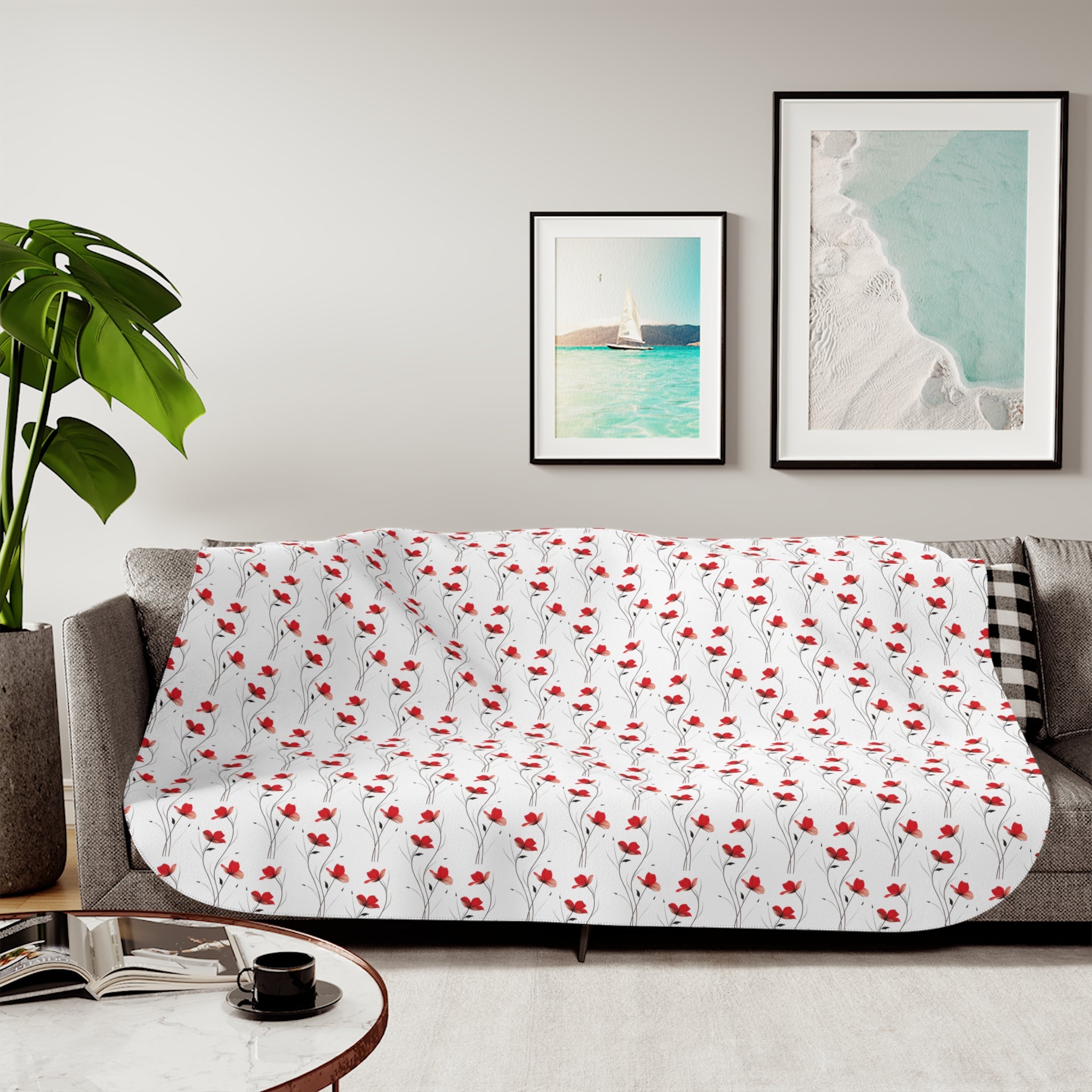 Valentine Heart Pattern Sherpa Blanket – Cozy Reversible Throw