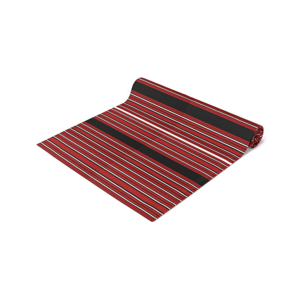 Rust & Black Stripe Table Runner — Modern Southwestern Dining Decor