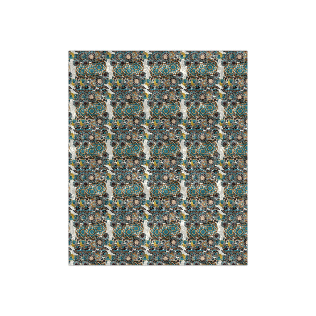 Crushed Velvet Blanket — Luxe Boho Teal & Gold Patterned Throw