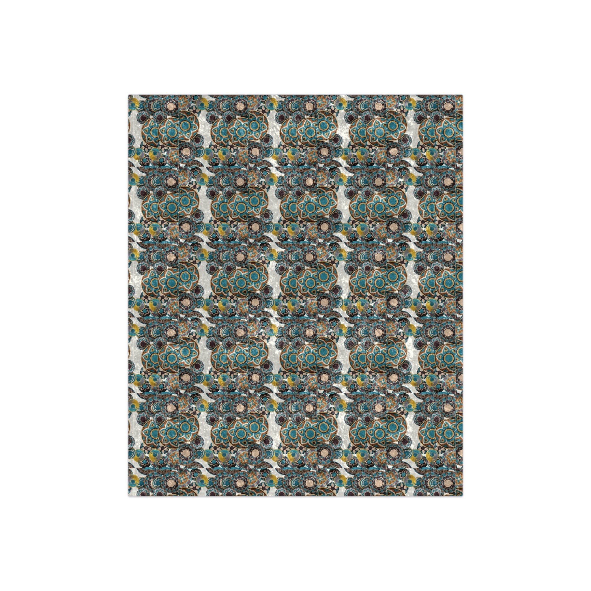 Crushed Velvet Blanket — Luxe Boho Teal & Gold Patterned Throw
