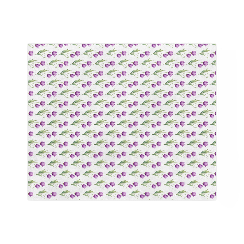 Floral Tulip Microfiber Blanket — Purple Tulip Pattern Throw