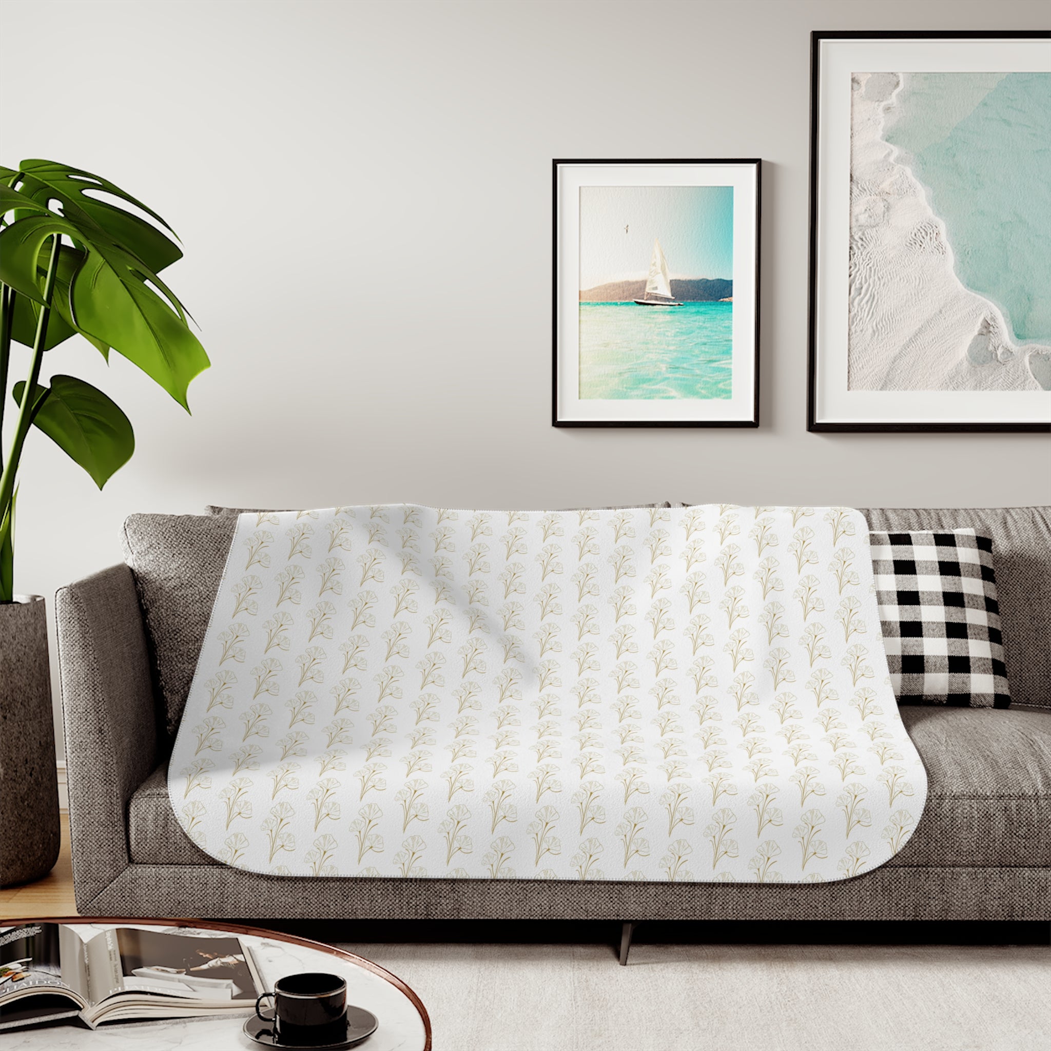 Beige Sherpa Blanket – Cozy Reversible Throw for Home, Neutral Textured Design
