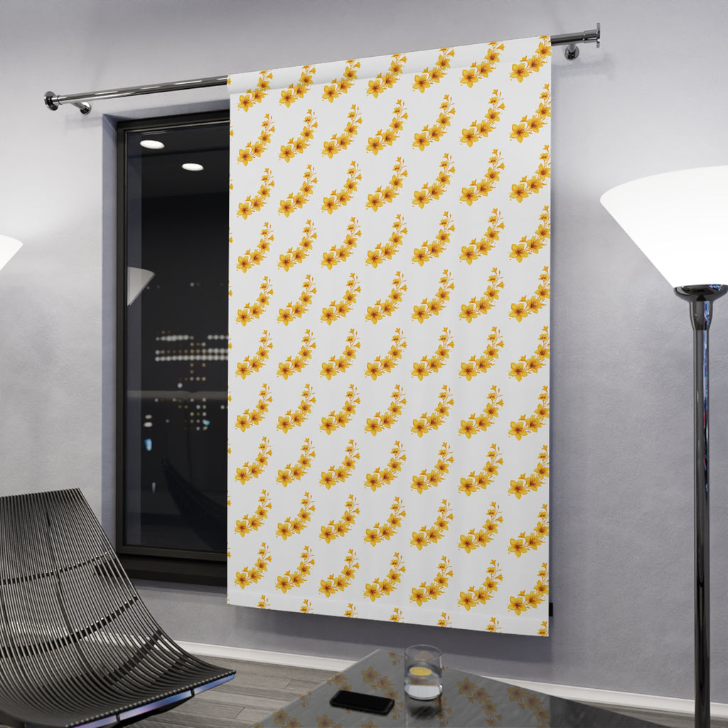 Floral Sunflower Pattern Window Curtain — Single Panel Decorative Drapery