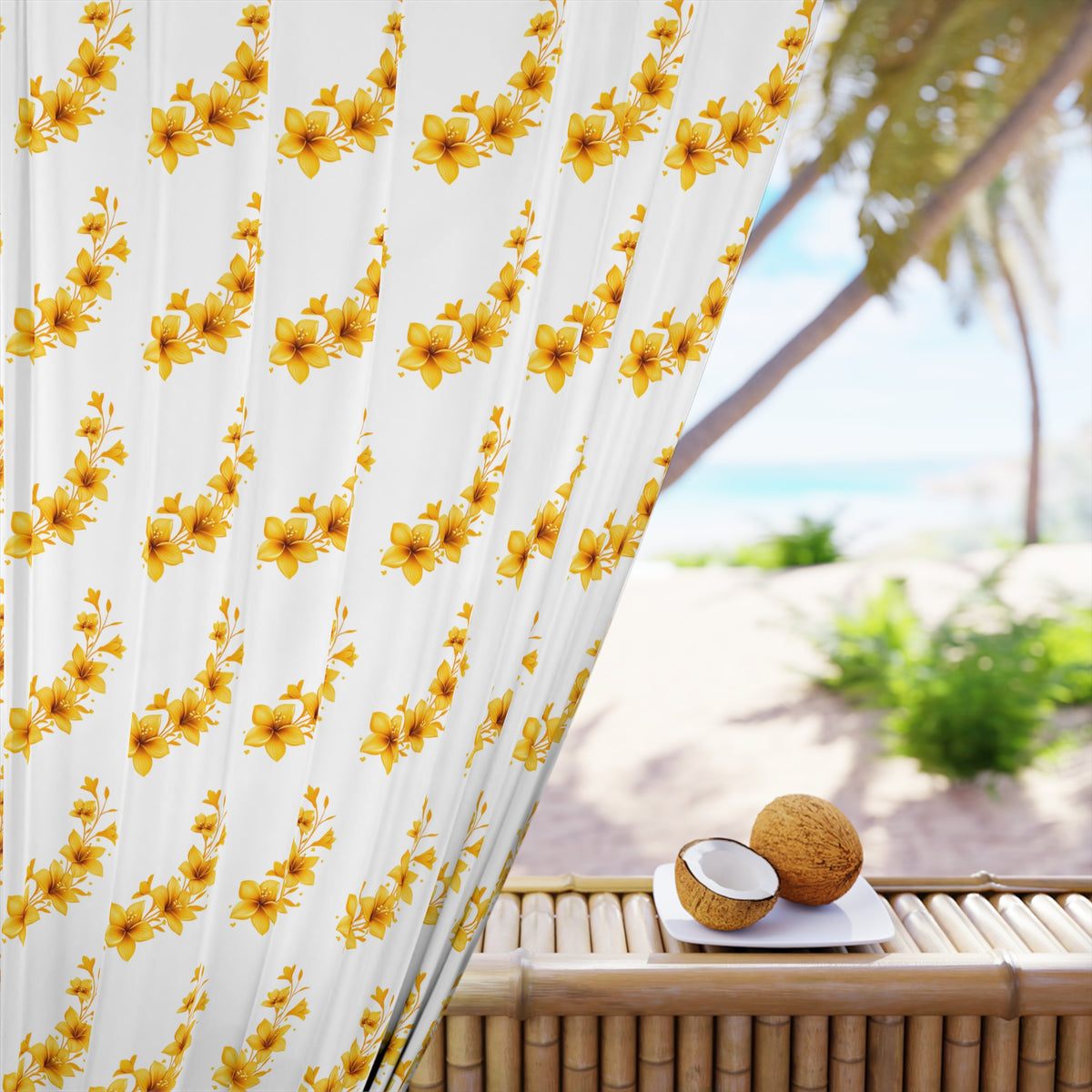 Floral Sunflower Pattern Window Curtain — Single Panel Decorative Drapery