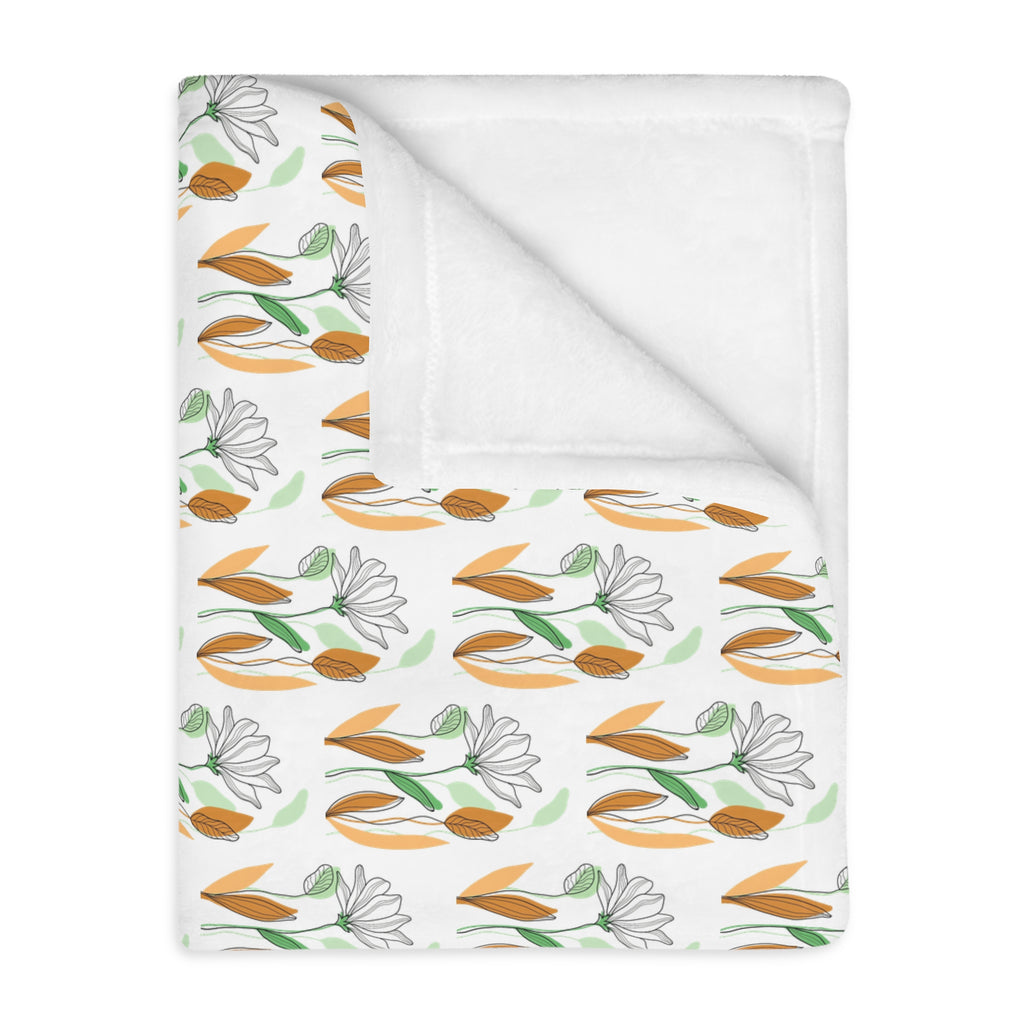 Tulip Pattern Velveteen Microfiber Blanket – Floral Two-Sided Throw
