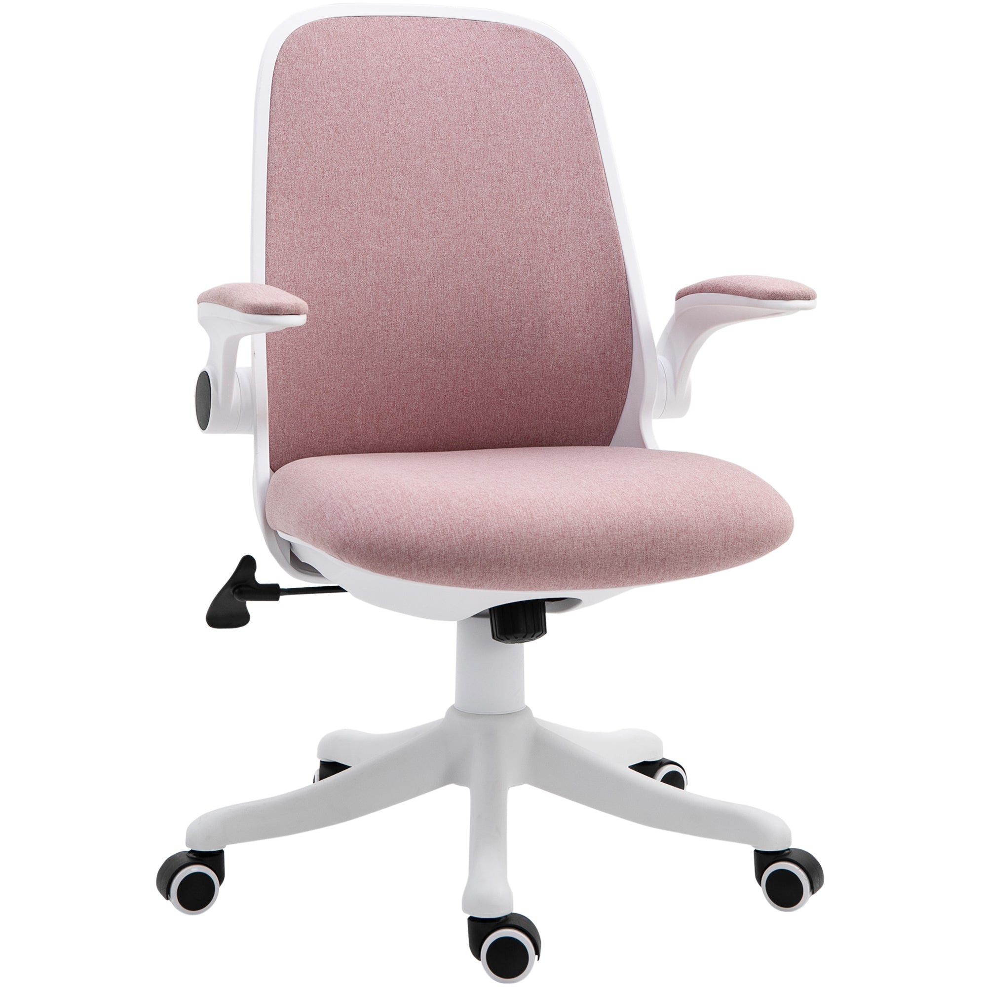 360° Swivel Office Chair Task Chair, Breathable Fabric Computer Chair with Flip-up Arms and Adjustable Height, Pink