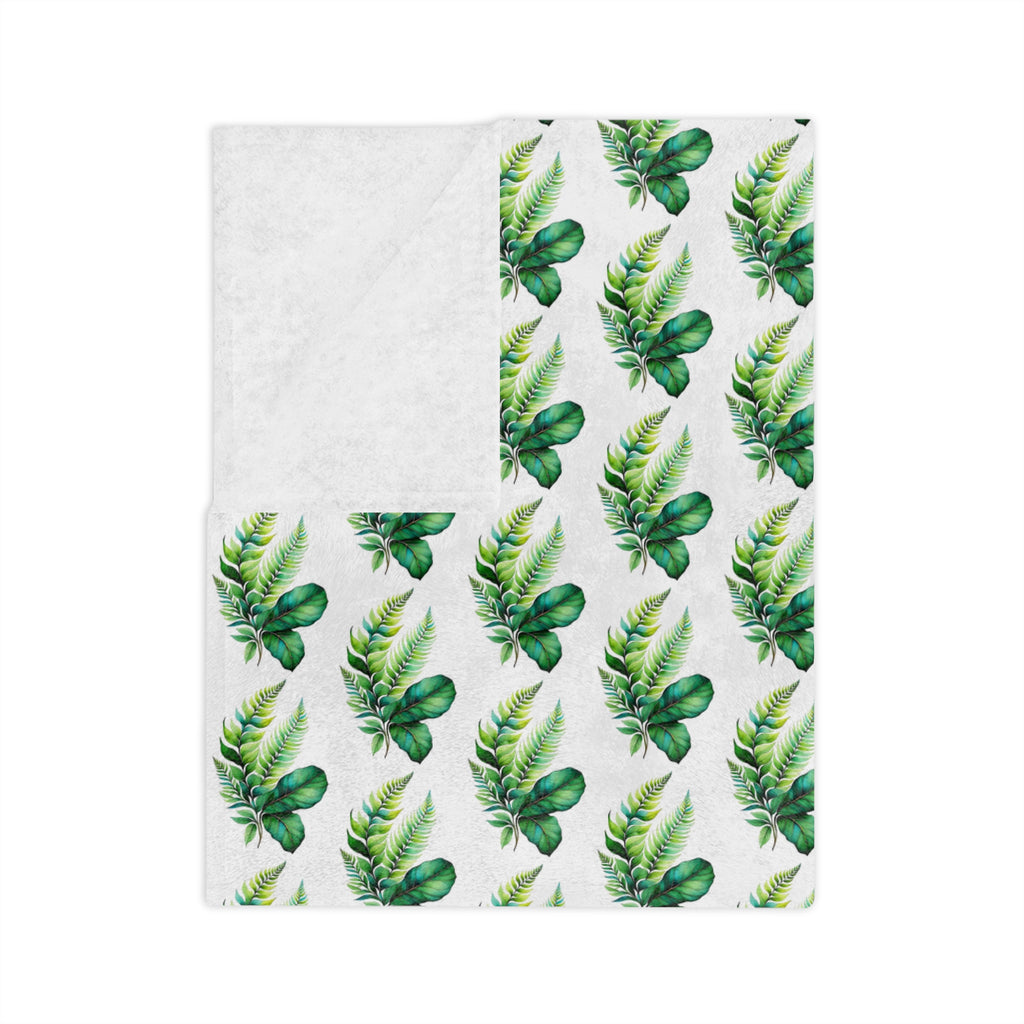 Tropical Palm Leaf Velveteen Microfiber Blanket – Lightweight Green Botanical Throw
