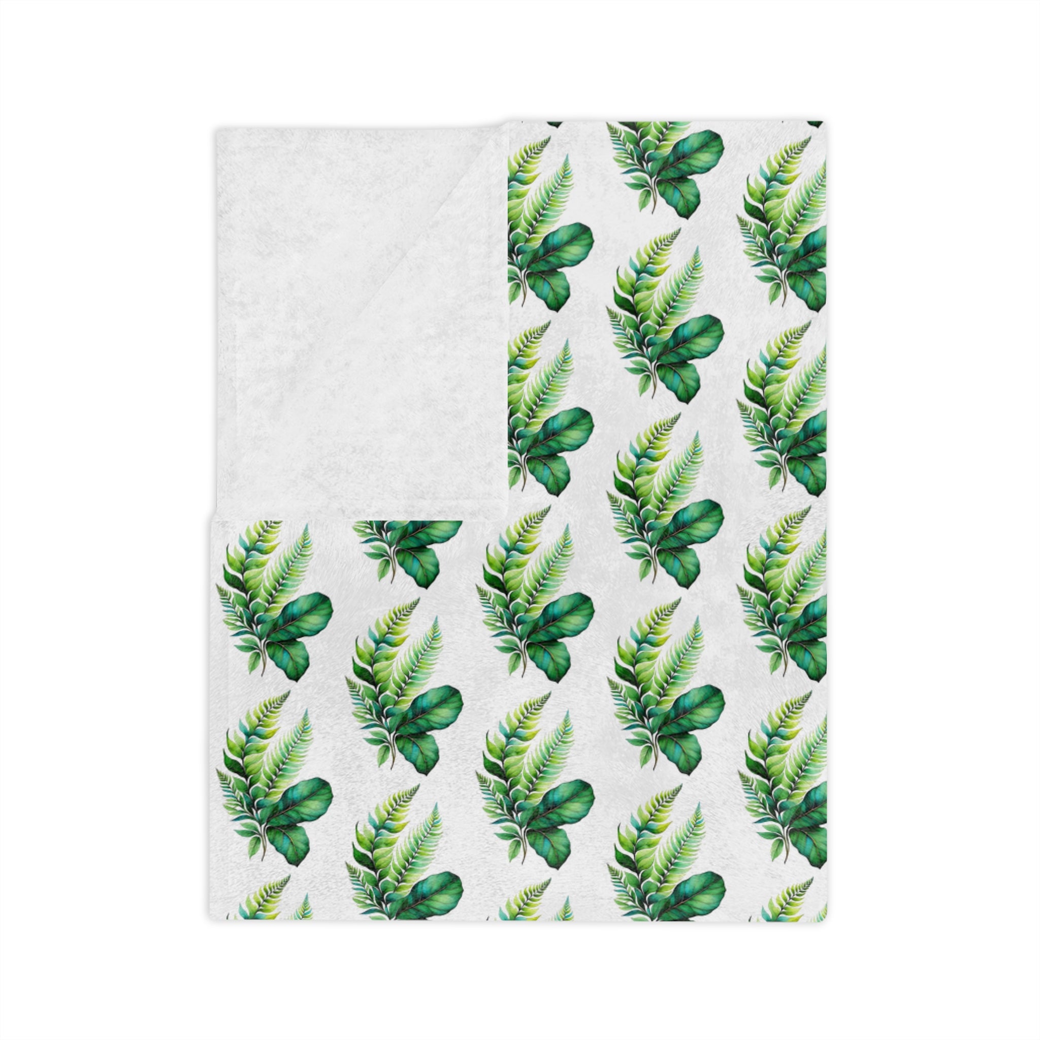 Tropical Palm Leaf Velveteen Microfiber Blanket – Lightweight Green Botanical Throw