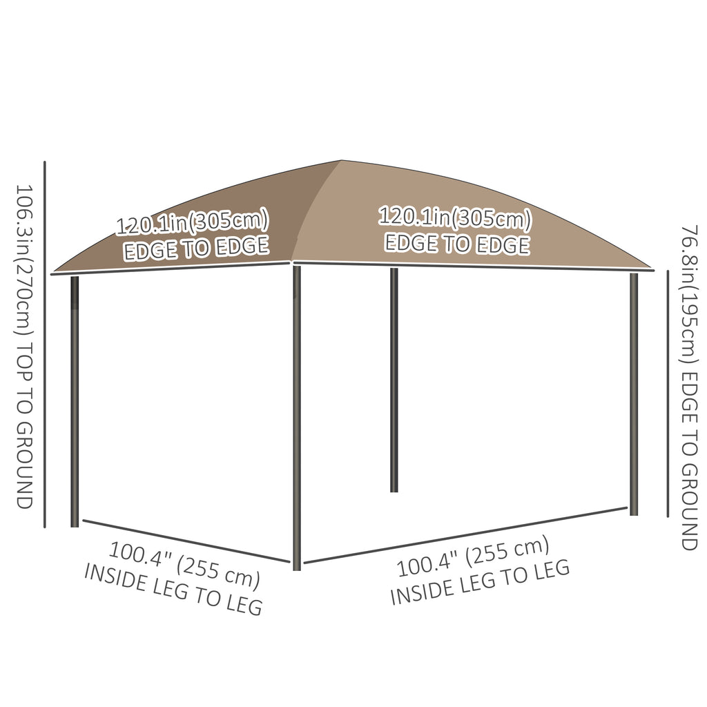 10' x 10' Outdoor Hardtop Gazebo Canopy with UV60+ Polycarbonate Roof, Steel Frame, Central Hook, Curtains, Khaki