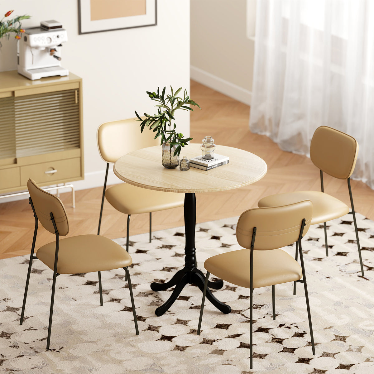 ን2-4 ሰባት መግቢ ጣውላ፣ ዘመናዊ ክቢ ኽሽነ ጣውላ ምስ ፔደስታል ሓጺን መሰረት፣ 80ሳ.ሜ.፣ ተፈጥሮኣዊ ዕጨይሽን ጸሊምን