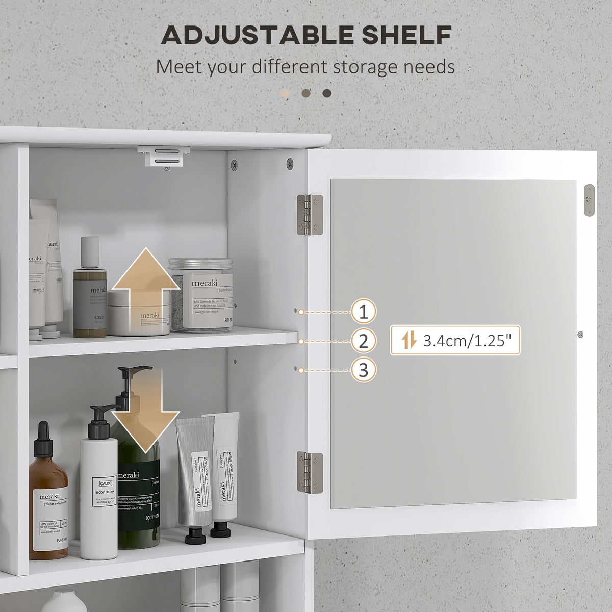 Wall-Mounted Medicine Cabinet, Bathroom Mirror Cabinet with Doors and Storage Shelves, White