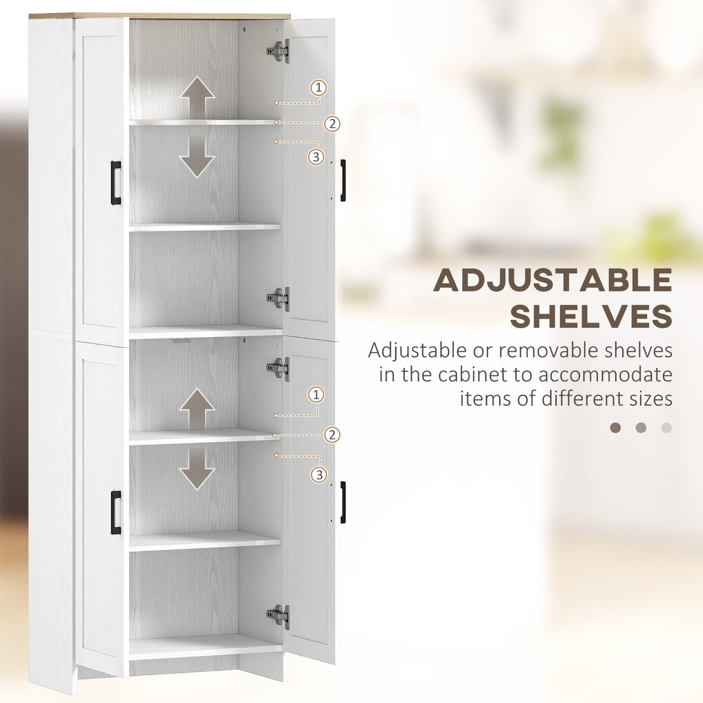 67" 4-Door Kitchen Pantry Cabinet, Freestanding Storage Cabinet Cupboard with Adjustable Shelves, White