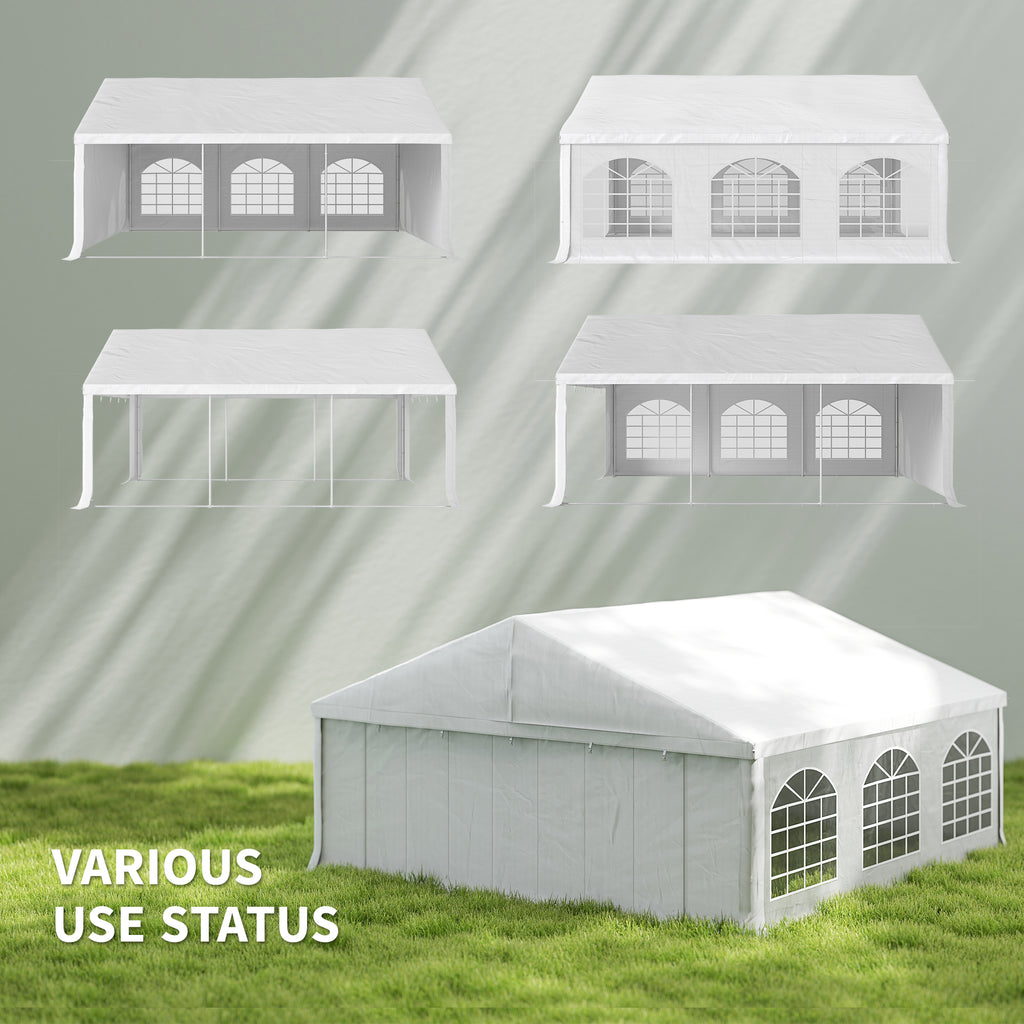 20' x 20' Heavy-duty Large Wedding Tent, Outdoor Carport Garage Party Tent, Patio Gazebo Canopy with Sidewall, Grey