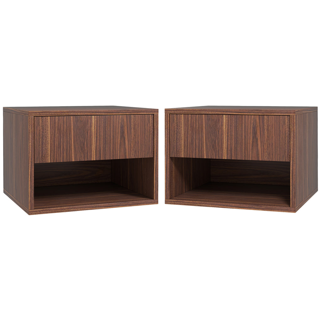 Floating Nightstand Set of 2, Wall Mounted Bedside Table with Drawer for Bedroom, White