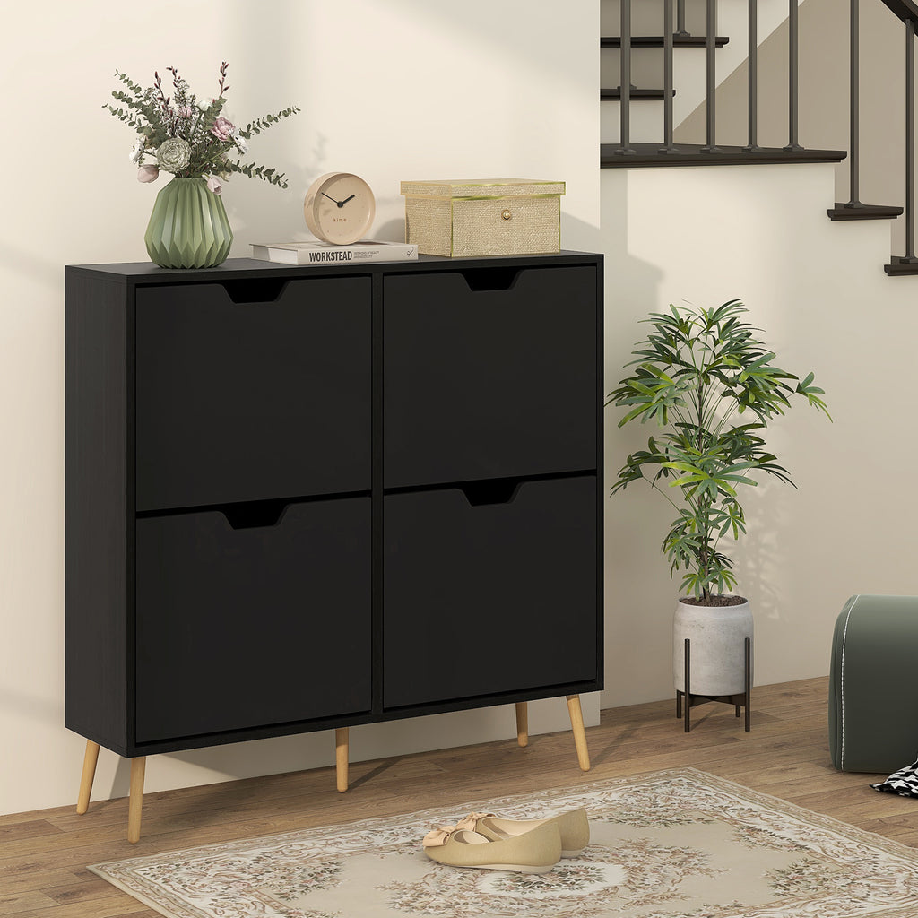 Shoe Storage Cabinet with 4 Flip Drawers and Adjustable Shelf, Shoe Cabinet for 8-16 Pairs of Shoes, White
