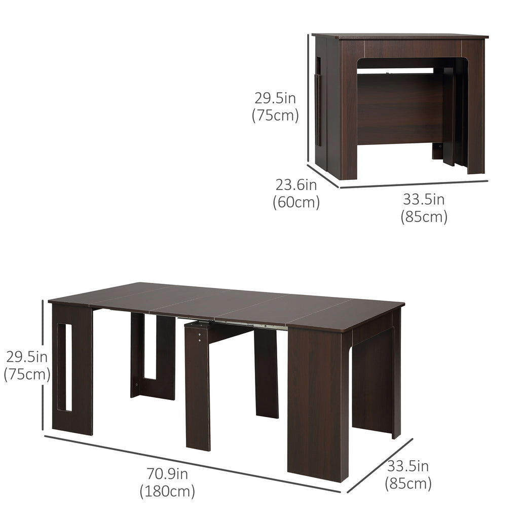 Extendable Dining Table, Expandable Kitchen Table for Small Spaces, Seats up to 6 People, Dark Brown
