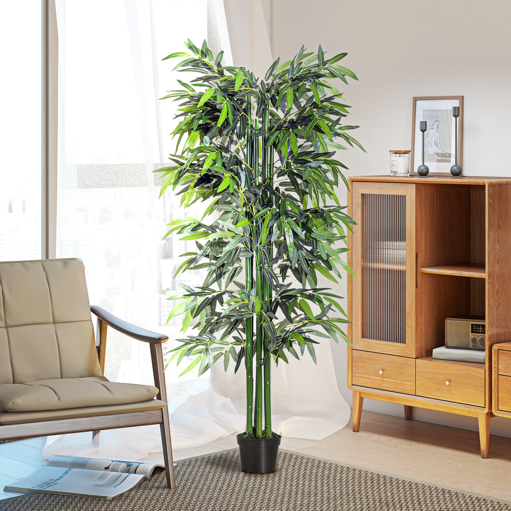 6FT Artificial Bamboo Tree Fake Decorative Plant with Nursery Pot for Indoor Décor