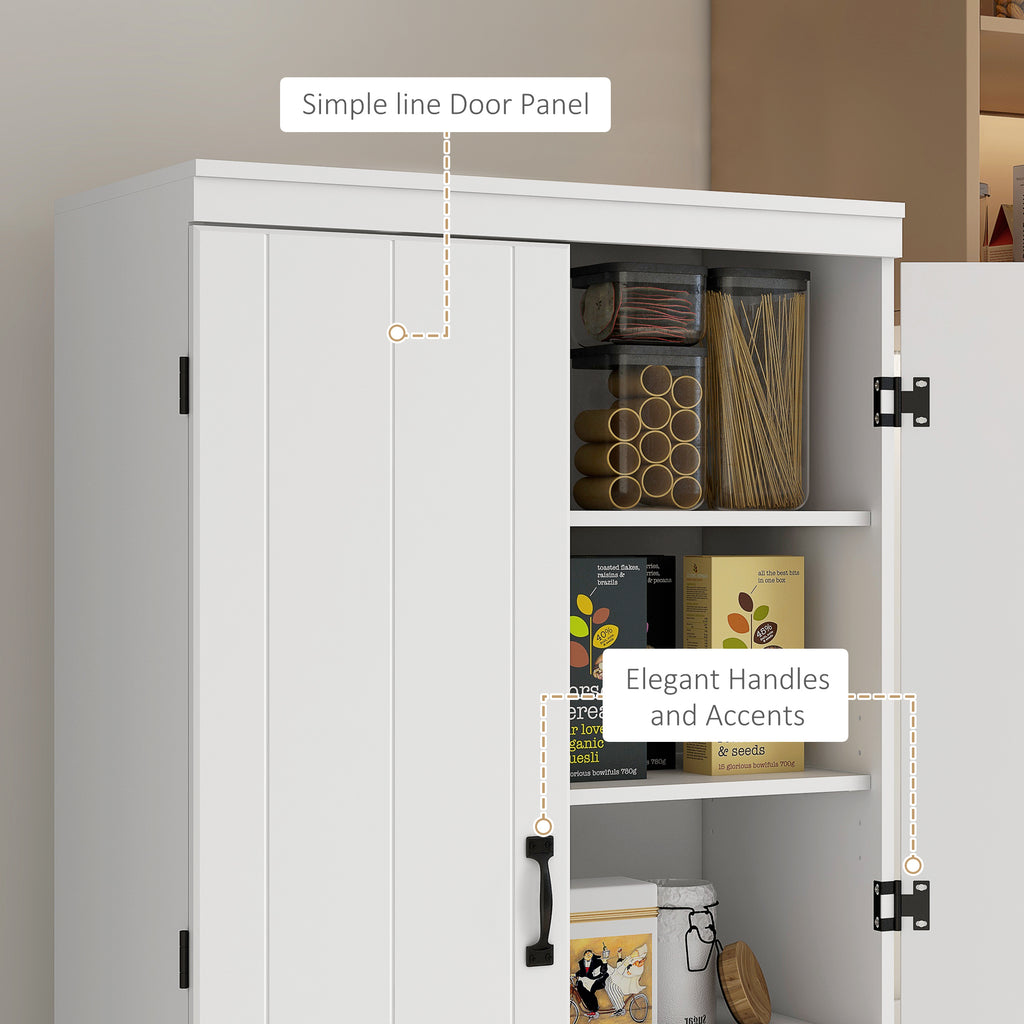 70" 4-Door Storage Cabinet, Freestanding Pantry Cabinet with Adjustable Shelves for Living Room, White