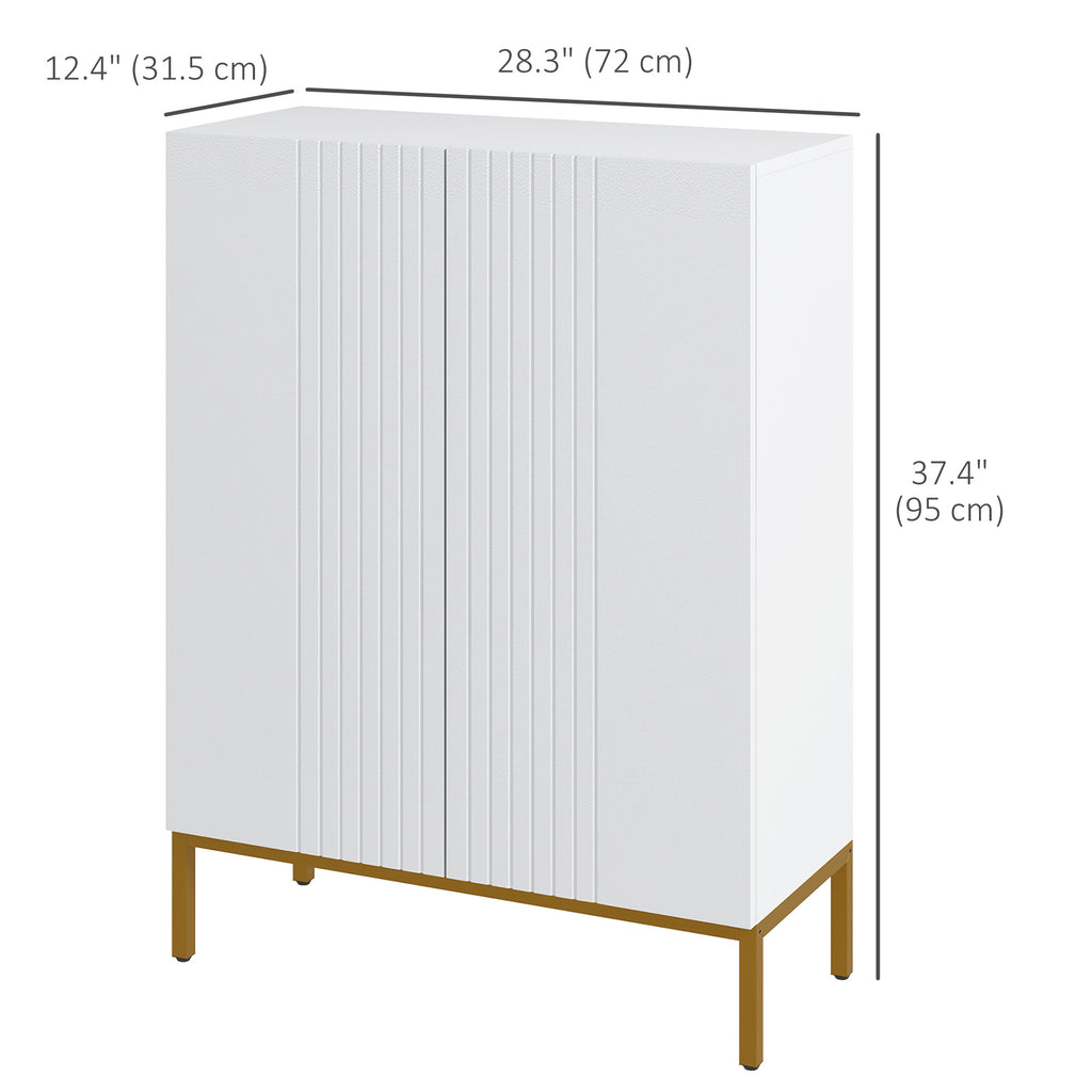 Shoe Storage Cabinet with Adjustable Shelves and Soft-Close Hinges, for 15-20 Pairs of Shoes, White