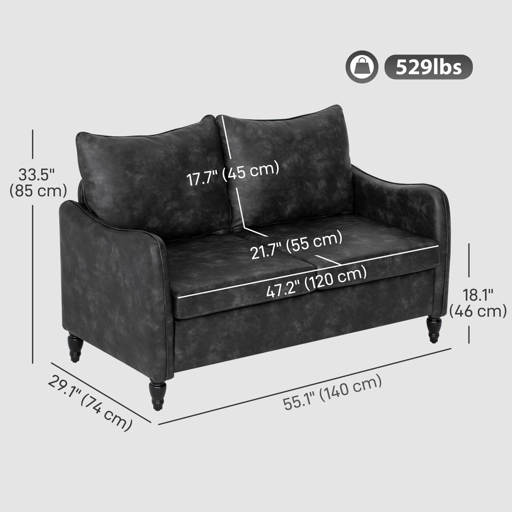 55" ሶፋ ሎቭሲት፣ ንእሽቶይ 2 መንበር ኮች ምስ ጽኑዕ ዕጨይሽቲ እግሪ፣ ዘመናዊ ፒዩ ለዘር ዝተሸፈነ ሶፋ ንእሽቶይ ቦታታት፣ ቡናዊ