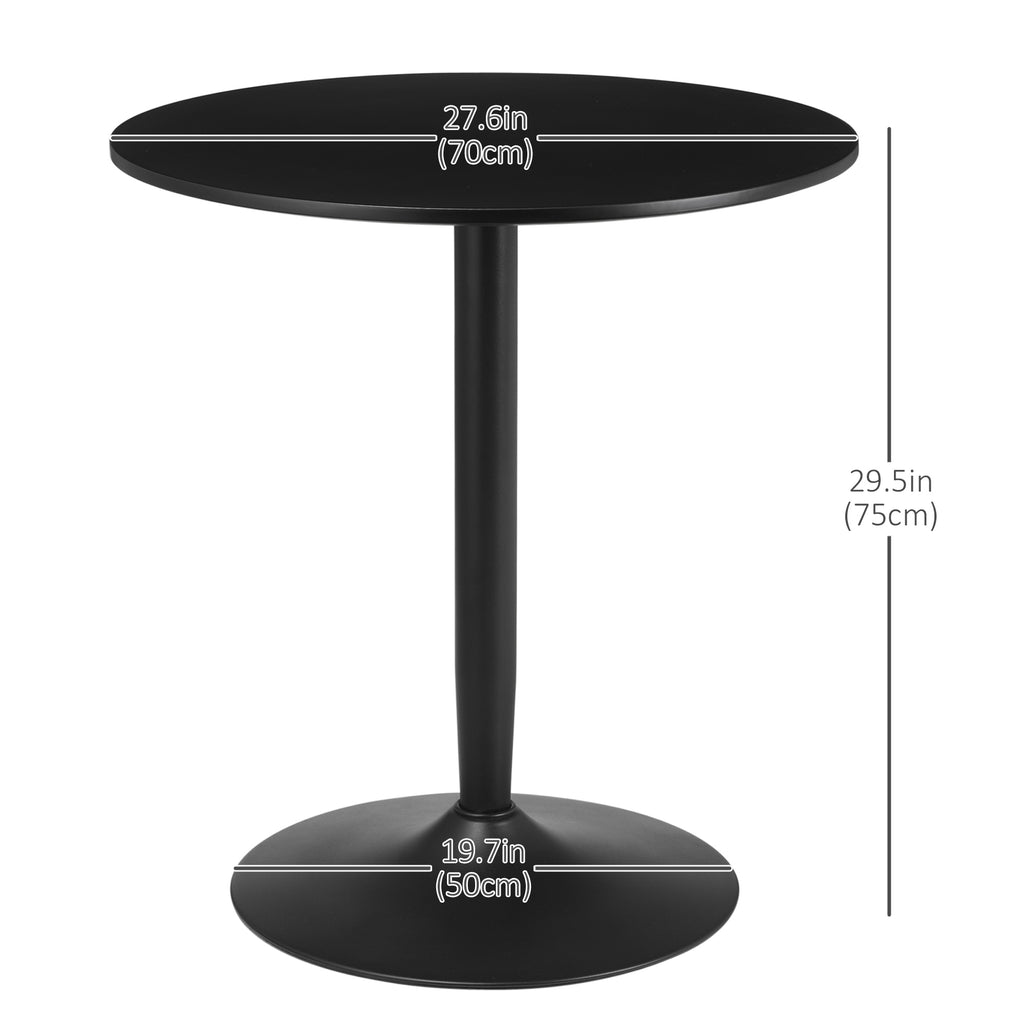 Modern Kitchen Table for 2 People, Round Dining Table with Steel Base for Living Room, Dining Room, Black