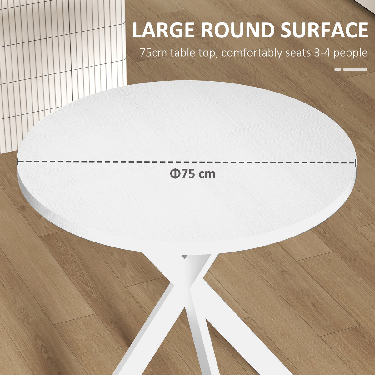 29" Dining Table, Contemporary Round Kitchen Table with Steel Legs, Brown