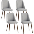 Upholstered Dining Chairs Set of 4, Velvet Accent Chair with Back and Wood-grain Steel Leg for Kitchen, Grey