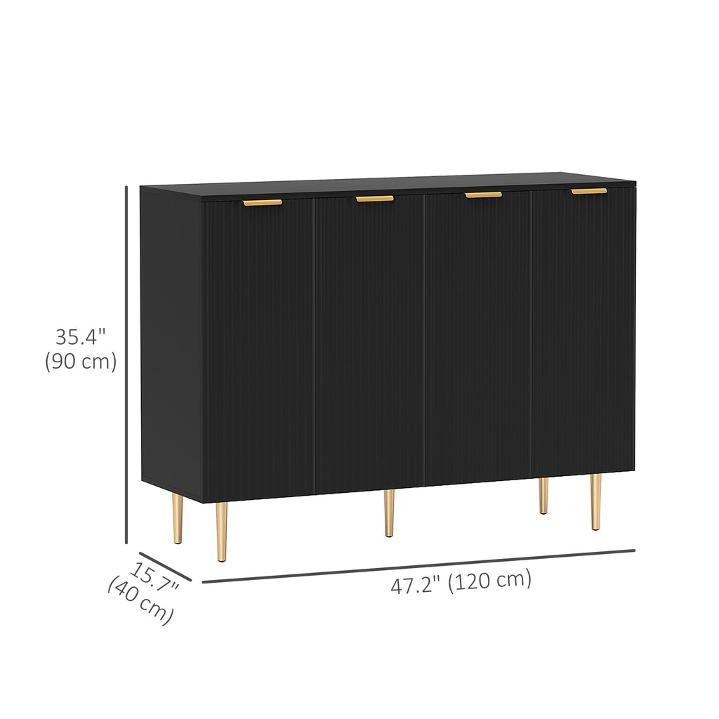 Modern Kitchen Storage Cabinet, Sideboard Buffet Cabinet with Adjustable Shelves for Hallway, Black