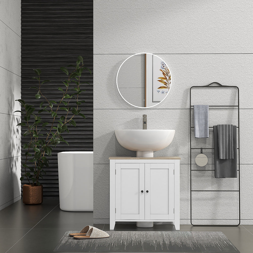Bathroom Sink Vanity Unit, Under Sink Bathroom Cabinet with U-Shape Design and Adjustable Shelf, White