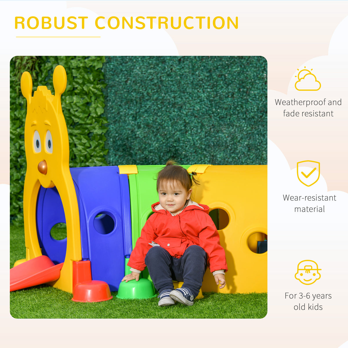 Qaba Lion Design Tunnel for Kids to Crawl Through, for 3-6 Years, Multicoloured
