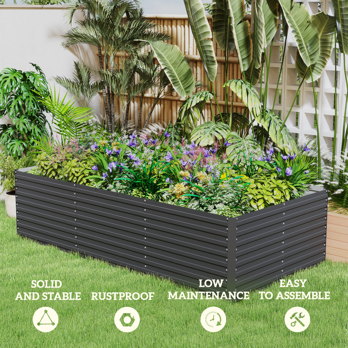 5' x 3' x 2' ዝዓቢ ልዕል ዝበለ ኣታኽልቲ ዓራት፣ ንዕምባባታት፣ ቅመማትን ኣሕምልትን ንምብቃል ዝጠቅም ጋልቫናይዝድ ዝተገብረ ኣታኽልቲ ሳጹን፣ ጸሊም ግራጫ