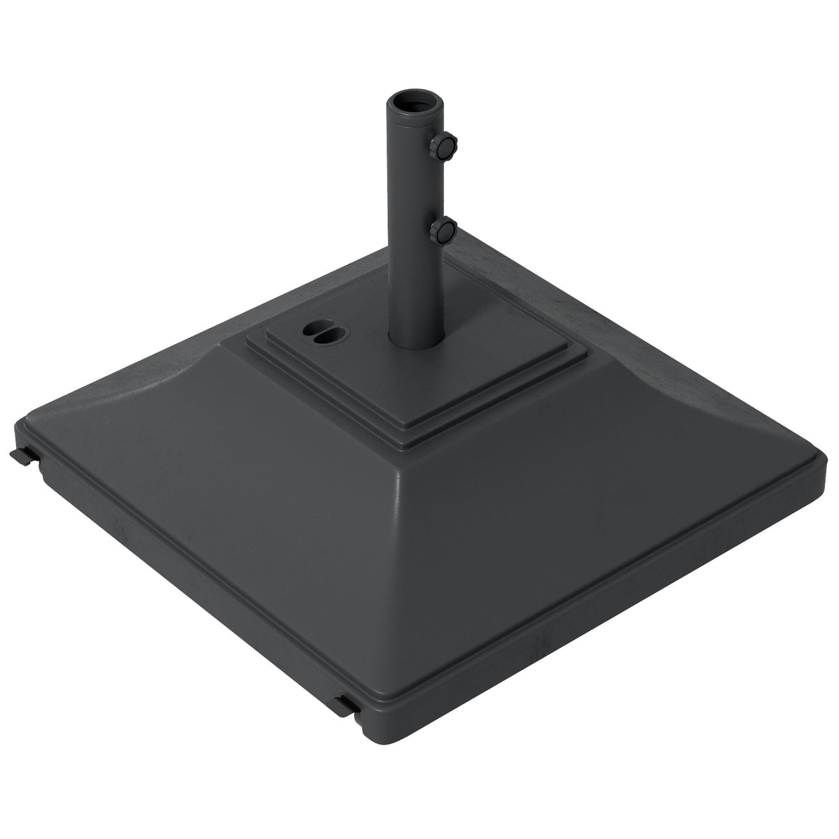Square Umbrella Base with Wheels, 99 lbs Water or 132 lbs Sand Filled, with Double Adjustable Knob, Black