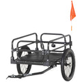 Aosom Bike Trailer, Bicycle Cargo Carrier with Suspension, Triple Safety Features, 16" Wheels, Hitch, Steel Frame, Black