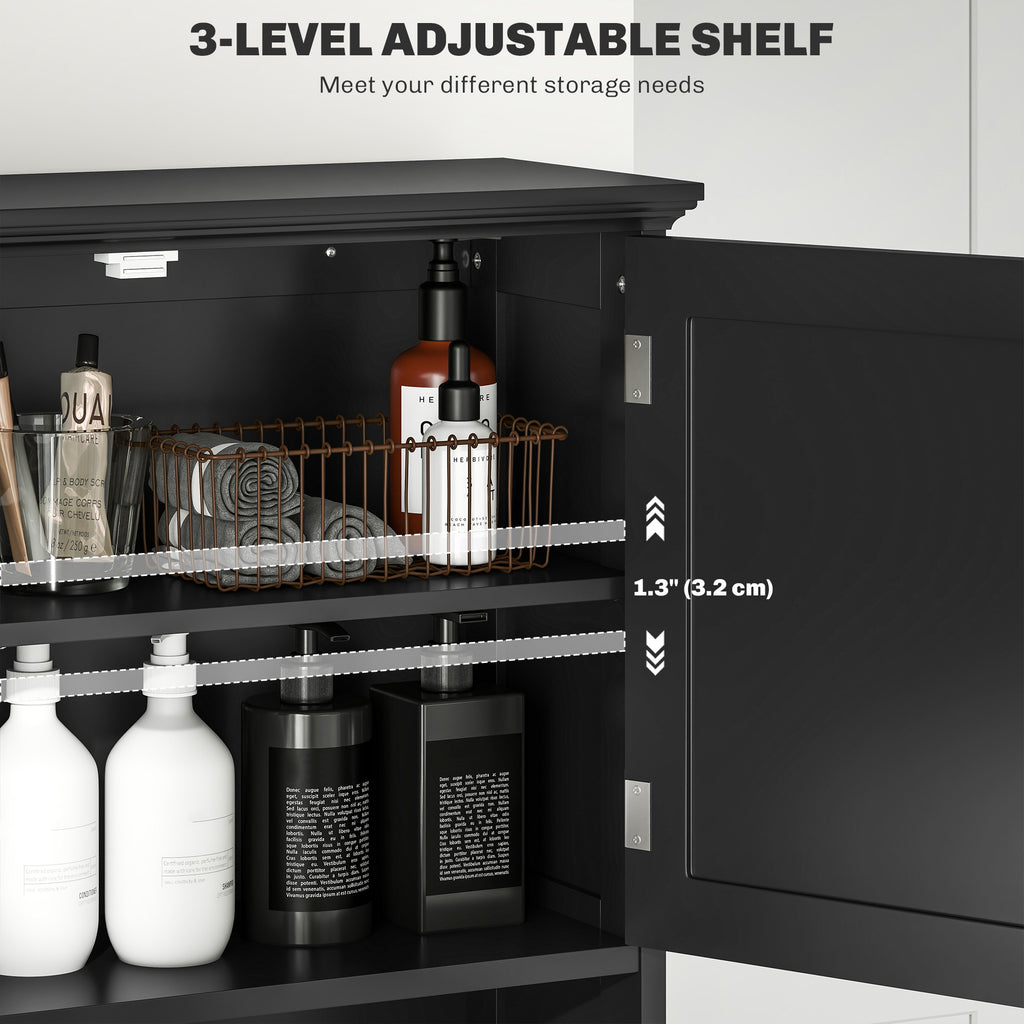 Modern Over The Toilet Storage, Bathroom Cabinets Over Toilet with Open Shelves and Double Door Cabinet, White