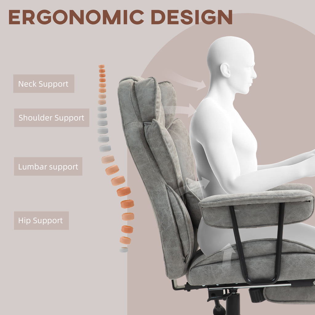 Big and Tall Office Chair with Foot Rest, 400LBS High Back Desk Chair with Padded Armrests, Lumbar Support, Black