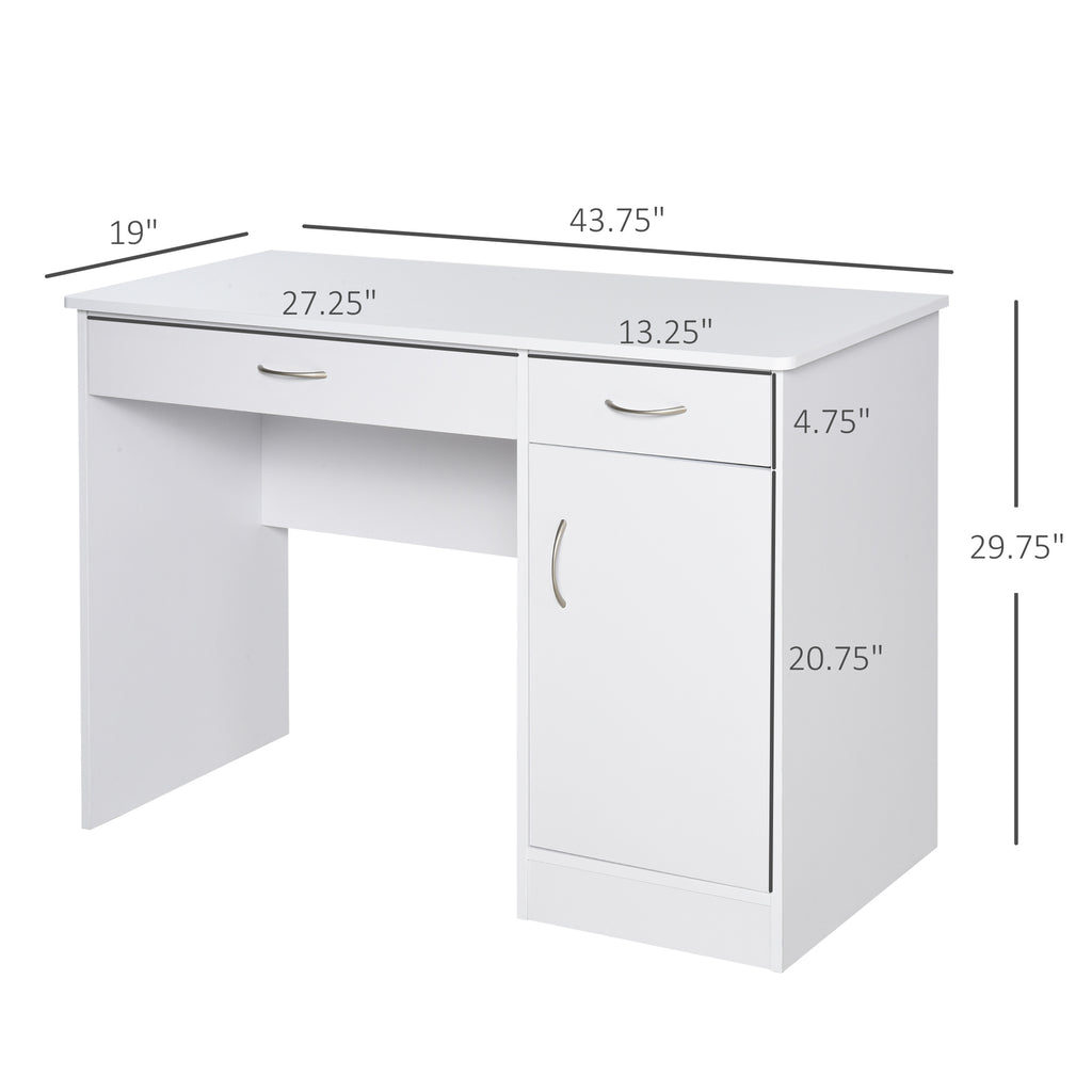 Computer Desk with Storage Drawers, Study Writing Table with Cabinet Adjustable Shelf for Home Office Workstation Bedroom, Black