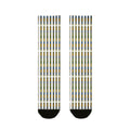 Striped Geometric Crew Socks — Blue & Gold Sublimation Pattern