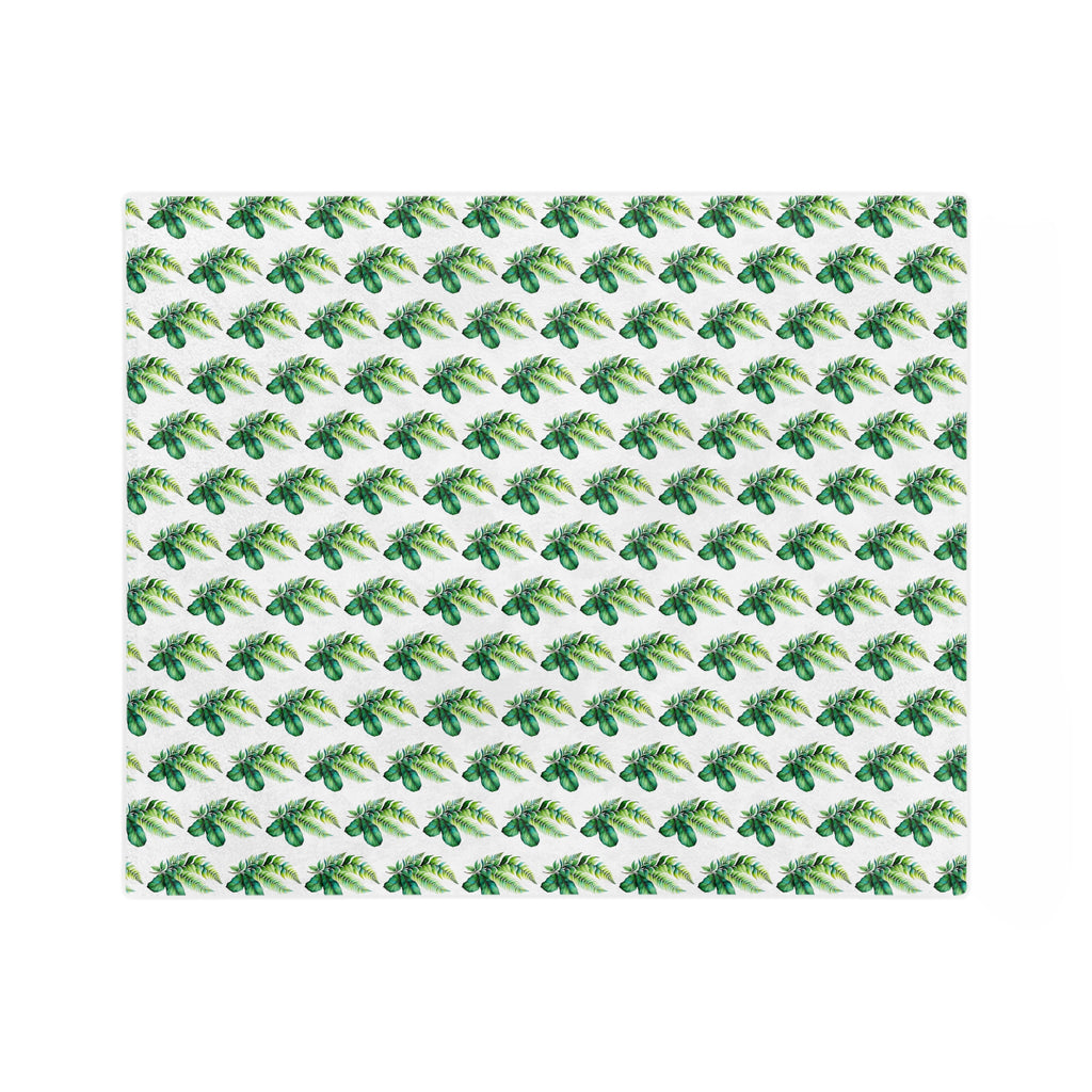 Tropical Palm Leaf Velveteen Microfiber Blanket – Lightweight Green Botanical Throw