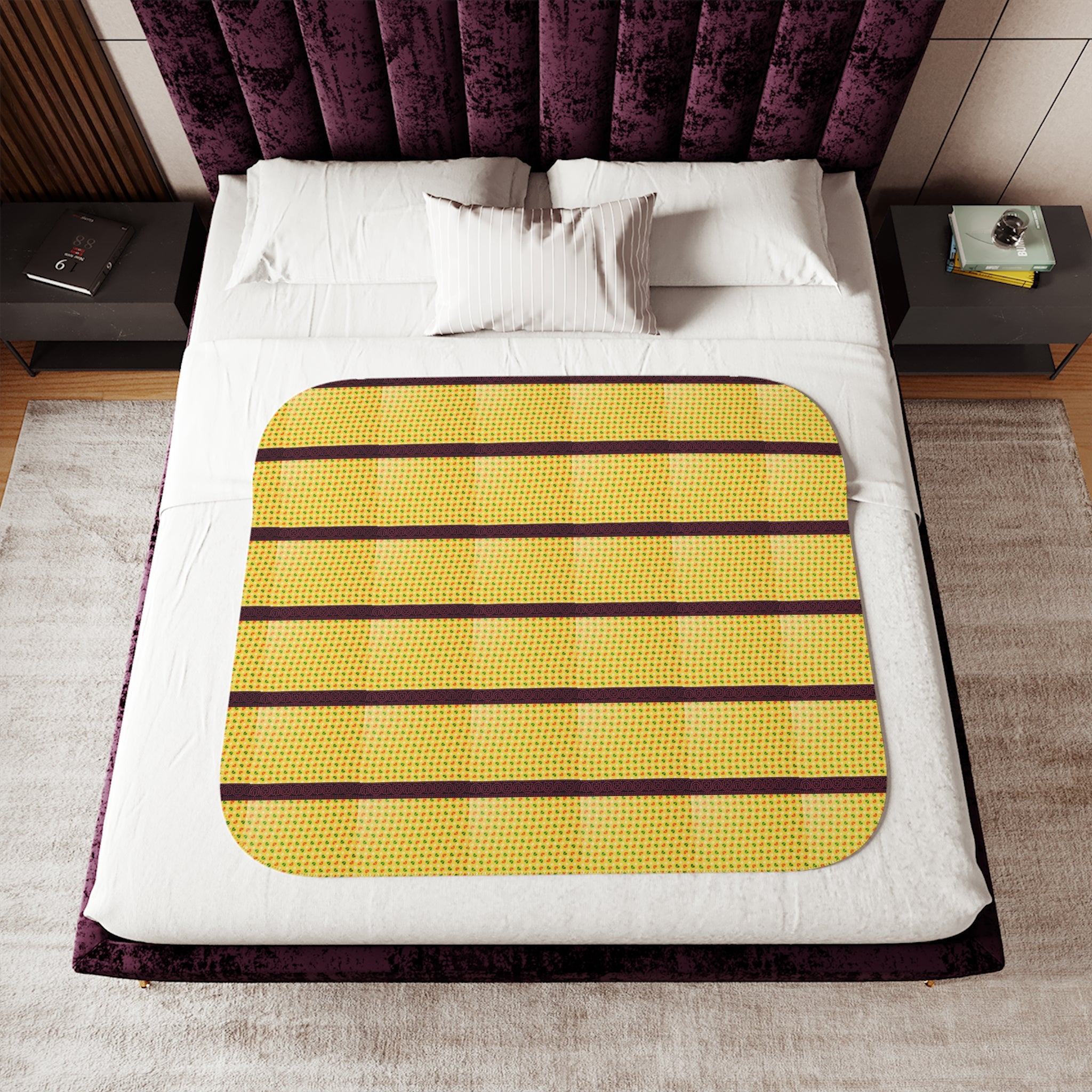 Striped Yellow Sherpa Blanket — Cozy Cabin Throw