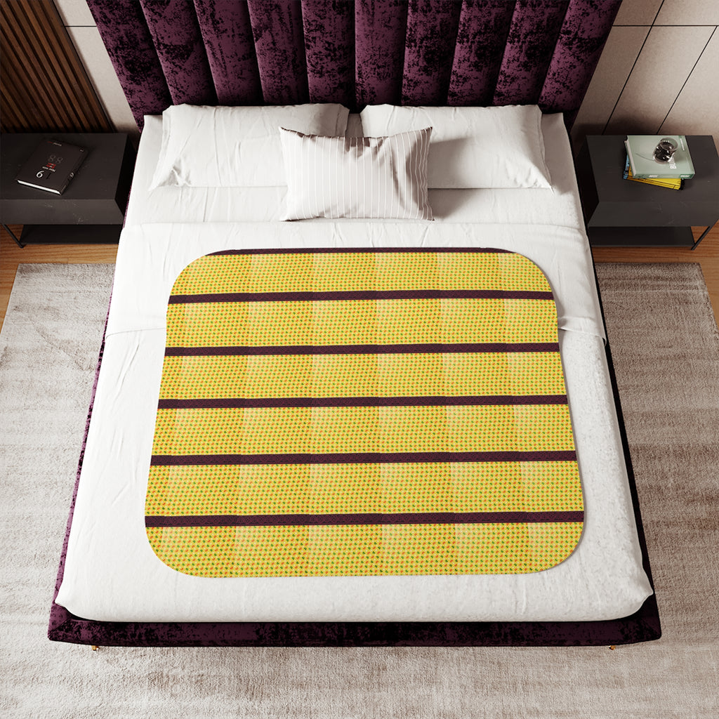 Striped Yellow Sherpa Blanket — Cozy Cabin Throw