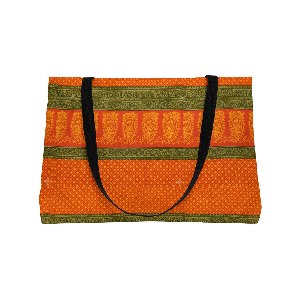 Orange Fall Stripe Weekender Tote — Pumpkin Patch Casual Beach Bag