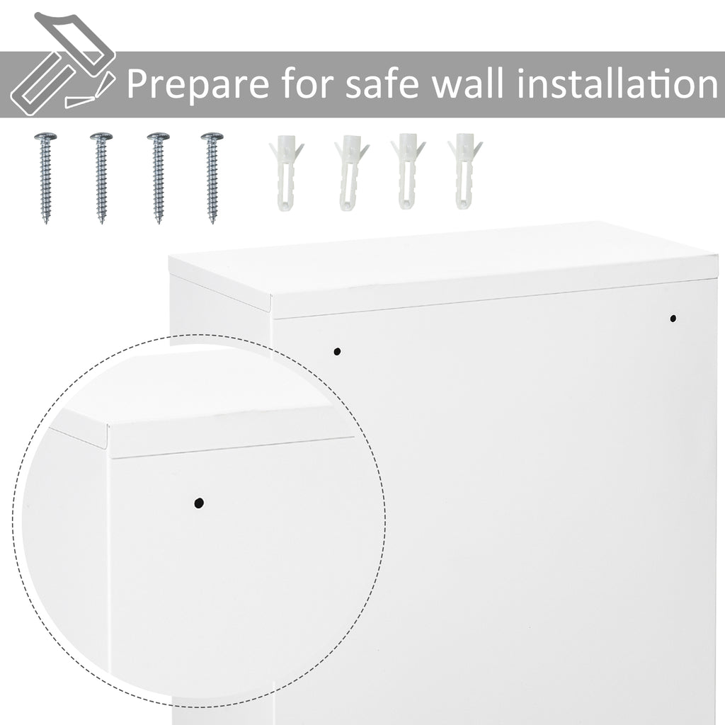 Wall Mount Medicine Cabinet 3 Tier Steel Emergency Box for Bathroom, Lockable with 2 Keys, White