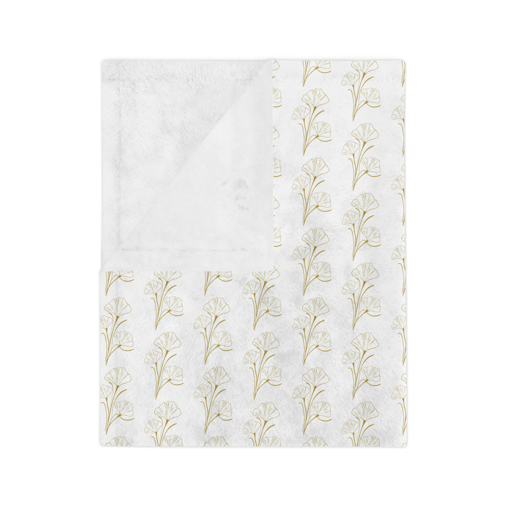Botanical Gold Pattern Velveteen Microfiber Blanket