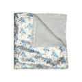 Crushed Velvet Blanket — Blue Floral Pattern Plush Throw