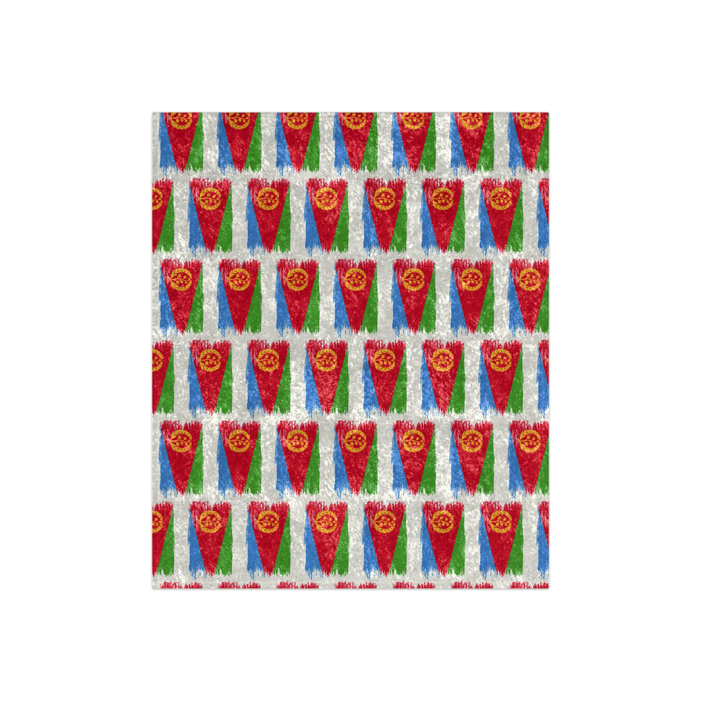 Crushed Velvet Blanket — Festive Red & Green Pennant Pattern Throw