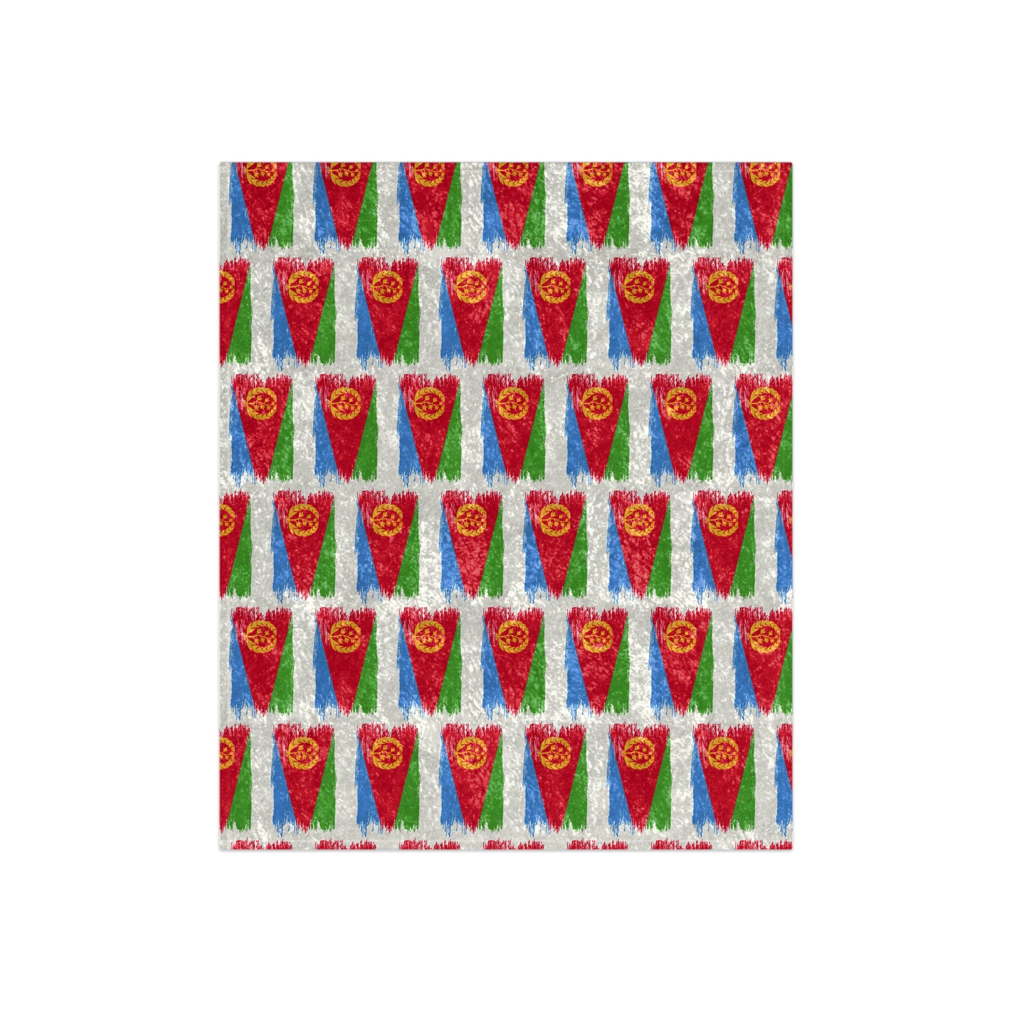 Crushed Velvet Blanket — Festive Red & Green Pennant Pattern Throw