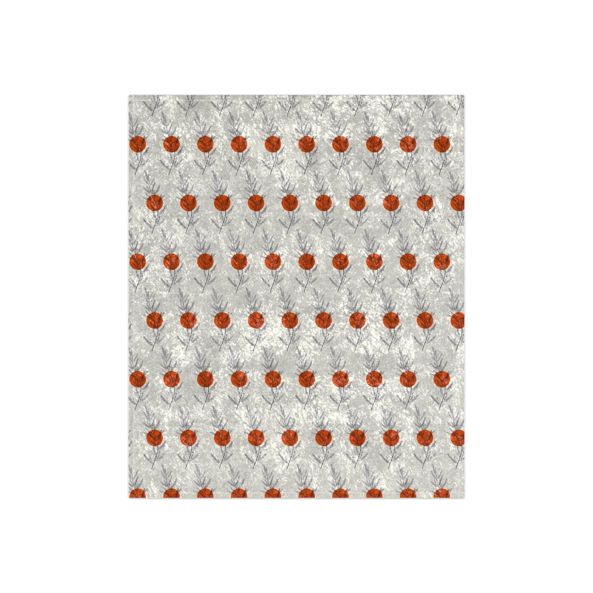 Crushed Velvet Blanket — Cozy Metallic Silver Throw with Orange Polka Dot Pattern